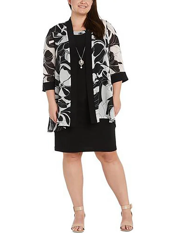 Plus Size Women's Embroidered Blazers in Floral Patterns for a Feminine TouchPlus Womens Shimmer Floral Print Open-Front Blazer Plus Size Women's Embroidered Blazers in Floral Patterns for a Feminine TouchPlus Womens Shimmer Floral Print Open-Front Blazer