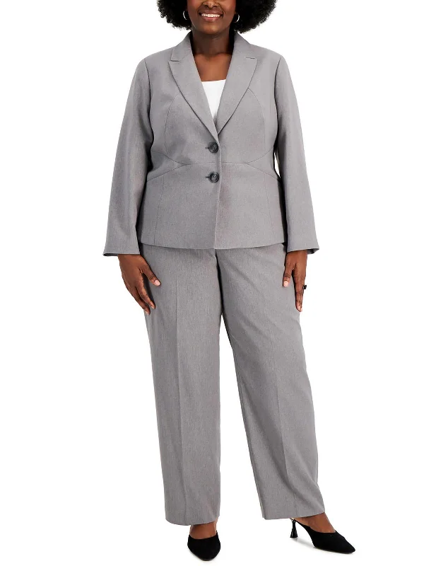 Plus Size Women's Ruffled Blazers in Pink for a Girly and Fashionable LookPlus Womens Solid Polyester Two-Button Blazer Plus Size Women's Ruffled Blazers in Pink for a Girly and Fashionable LookPlus Womens Solid Polyester Two-Button Blazer