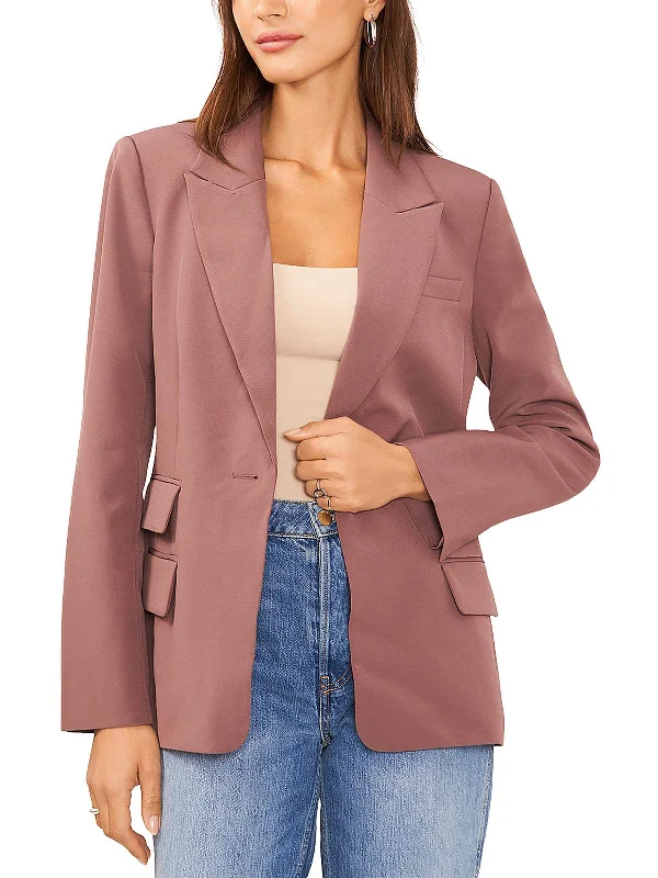 Plus Size Women's Cropped Velvet Blazers in Burgundy for a Night OutWomens Crepe One-Button Blazer