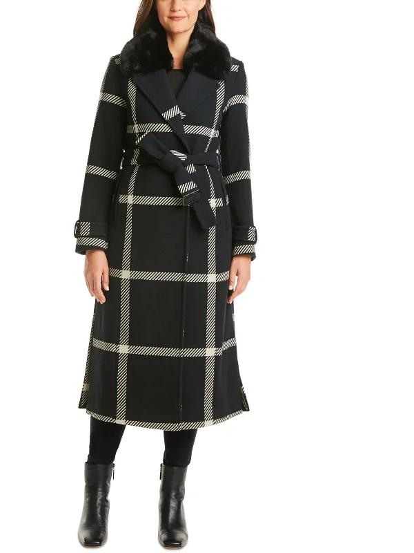 Womens Wool Blend Long Wrap Coat