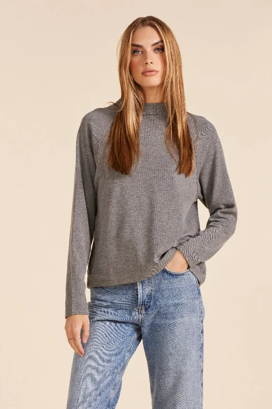 color block women cardigan with bold huesRAGLAN MOCK NECK TOP