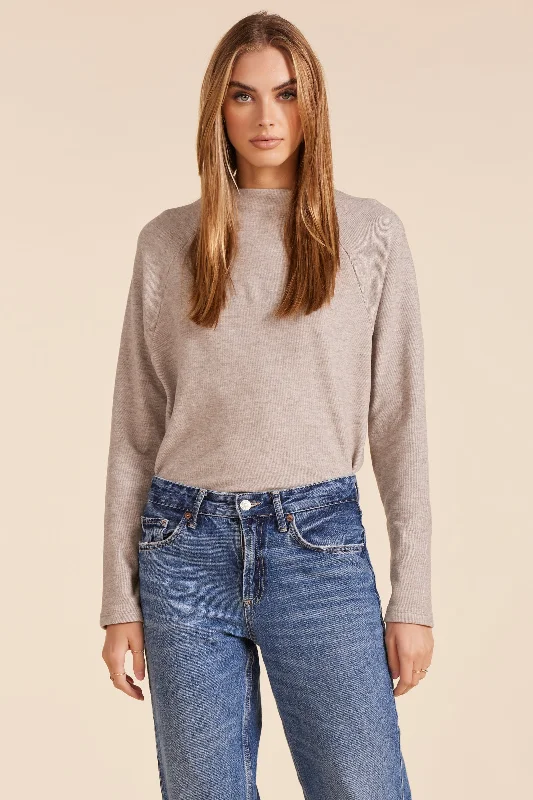 cropped women cardigan to pair with high - waisted jeansRAGLAN MOCK NECK TOP