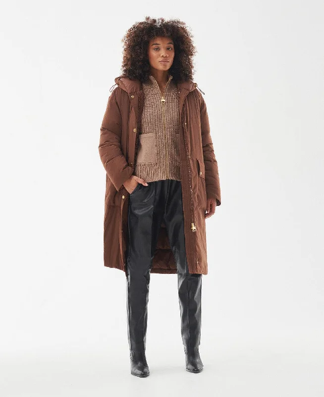 Women's longline double - breasted camel coats for a sophisticated lookBarbour International Womens Metisse Showerproof coat - Pecan Women's longline double - breasted camel coats for a sophisticated lookBarbour International Womens Metisse Showerproof coat - Pecan