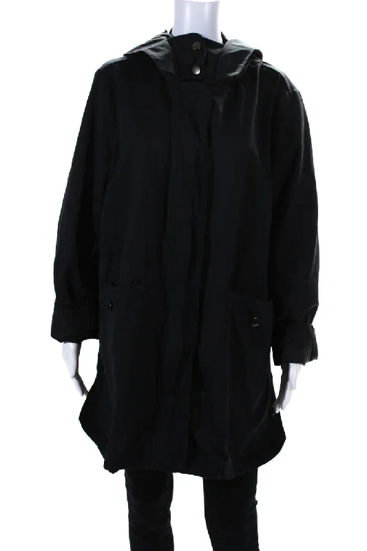 Water - resistant women's trench coats with adjustable cuffs for rainy daysBarneys New York Womens Hooded Jacket Black Cotton Blend Water - resistant women's trench coats with adjustable cuffs for rainy daysBarneys New York Womens Hooded Jacket Black Cotton Blend