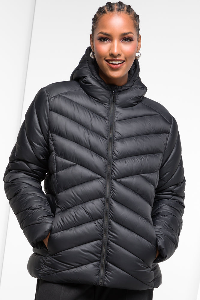 Women's knee - length wool blend coats with a fur collar for added warmthBasic Puffer Jacket Black Women's knee - length wool blend coats with a fur collar for added warmthBasic Puffer Jacket Black