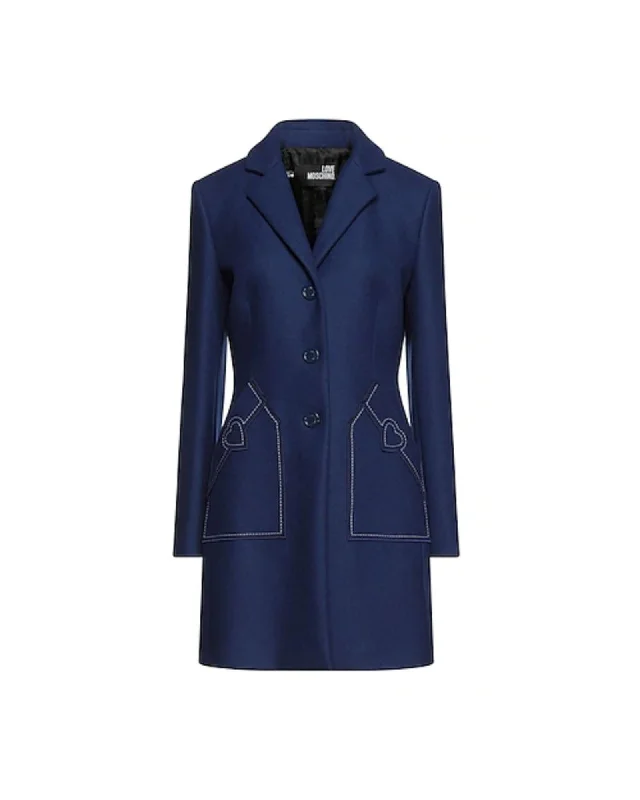 Embroidered women's cotton coats in a bohemian pattern for a unique designLove Moschino Women's Heart Patch Coat Embroidered women's cotton coats in a bohemian pattern for a unique designLove Moschino Women's Heart Patch Coat
