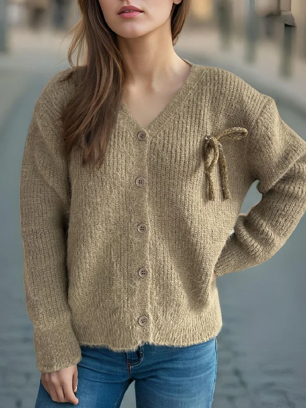 color block women cardigan with bold huesButton Down Long Sleeve Cardigan
