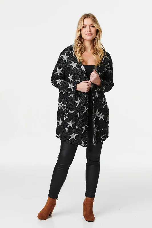 organic cotton women cardigan for an eco - friendly choiceStar Print Open Front Cardigan organic cotton women cardigan for an eco - friendly choiceStar Print Open Front Cardigan