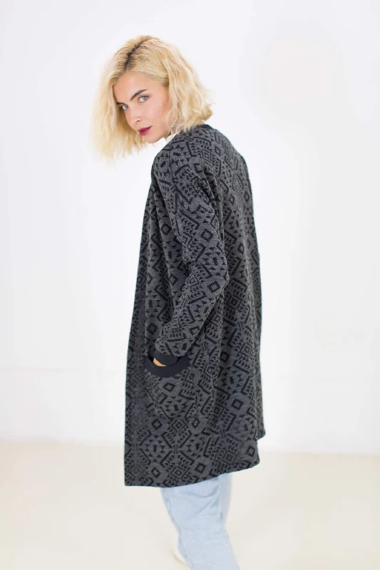organic cotton women cardigan for an eco - friendly choiceCardigan Mona in Black Aztec organic cotton women cardigan for an eco - friendly choiceCardigan Mona in Black Aztec