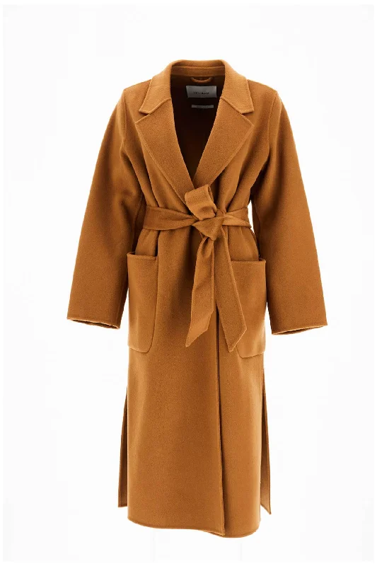 Long women's mac coats in a lightweight fabric for spring showerscelia wrap coat robe style IO111046 LIGHT GINGERBREAD Long women's mac coats in a lightweight fabric for spring showerscelia wrap coat robe style IO111046 LIGHT GINGERBREAD
