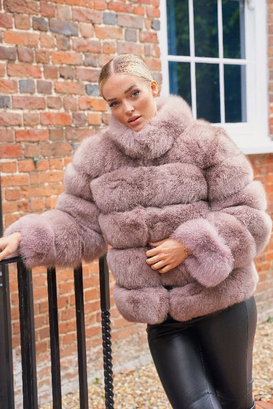 Women's longline double - breasted camel coats for a sophisticated lookCollared Five Row Fox Coat Women's longline double - breasted camel coats for a sophisticated lookCollared Five Row Fox Coat
