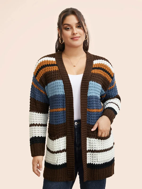 cashmere blend women cardigan for a luxurious feelColorblock Contrast Patched Pocket Cardigan cashmere blend women cardigan for a luxurious feelColorblock Contrast Patched Pocket Cardigan