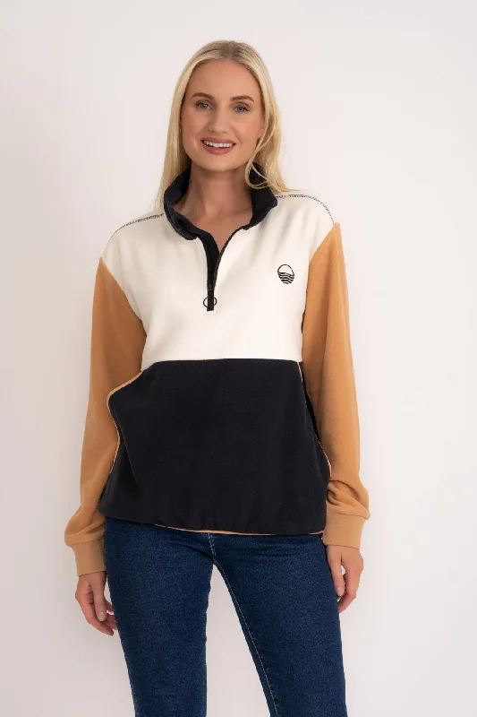 lightweight women cardigan for spring and fallColourblock Polar Fleece in Black & Camel lightweight women cardigan for spring and fallColourblock Polar Fleece in Black & Camel