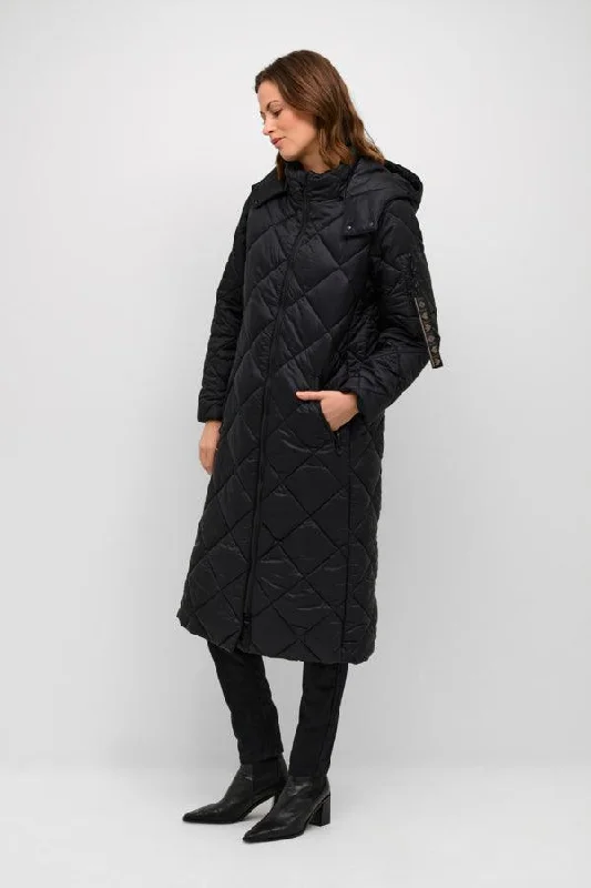 Women's faux fur coats in bright colors for a bold fashion statementCream Womens Gaiagro Long Coat - Black or Green Women's faux fur coats in bright colors for a bold fashion statementCream Womens Gaiagro Long Coat - Black or Green