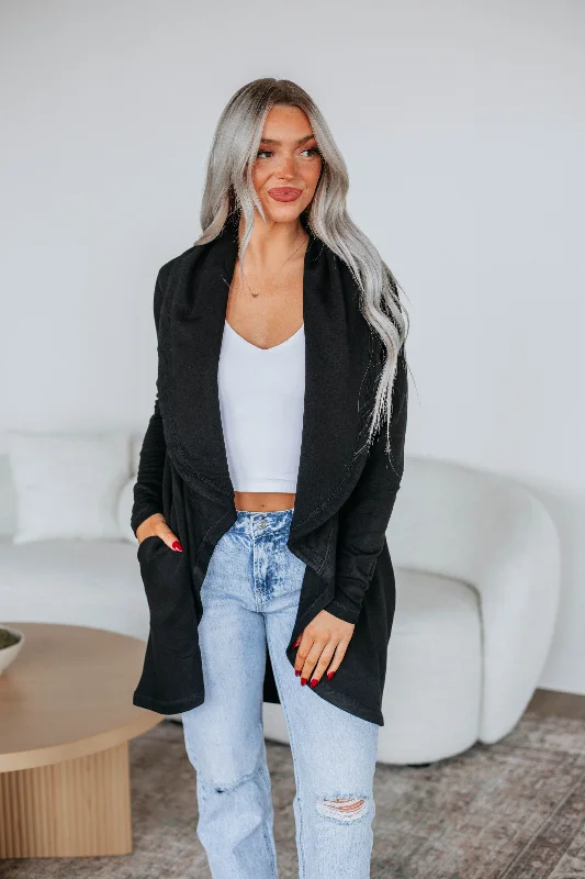 v neck women cardigan to elongate the necklineDena Cardigan - Black