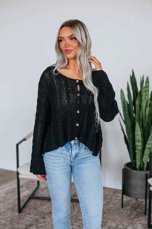 floral print women cardigan for a feminine touchGood Days Cardigan - Black