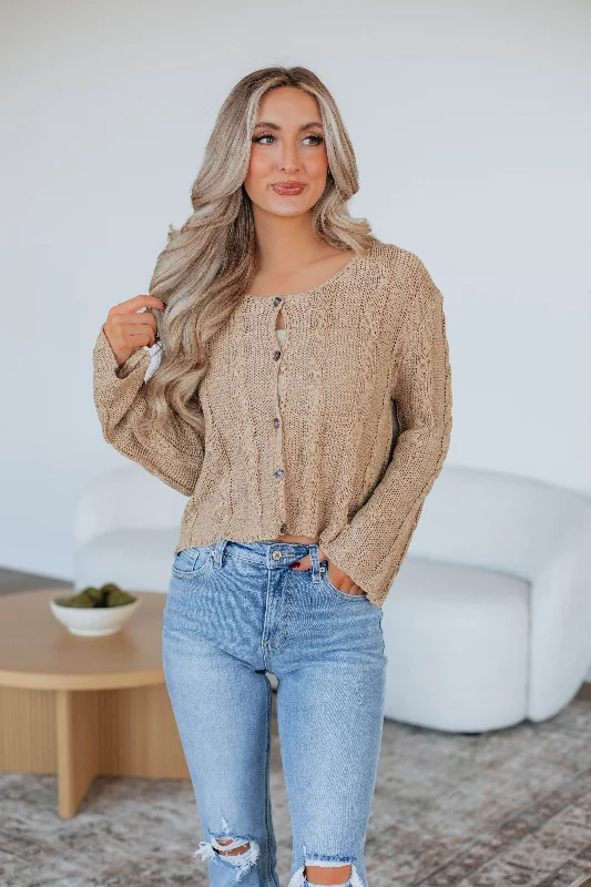 cashmere blend women cardigan for a luxurious feelGood Days Cardigan - Taupe