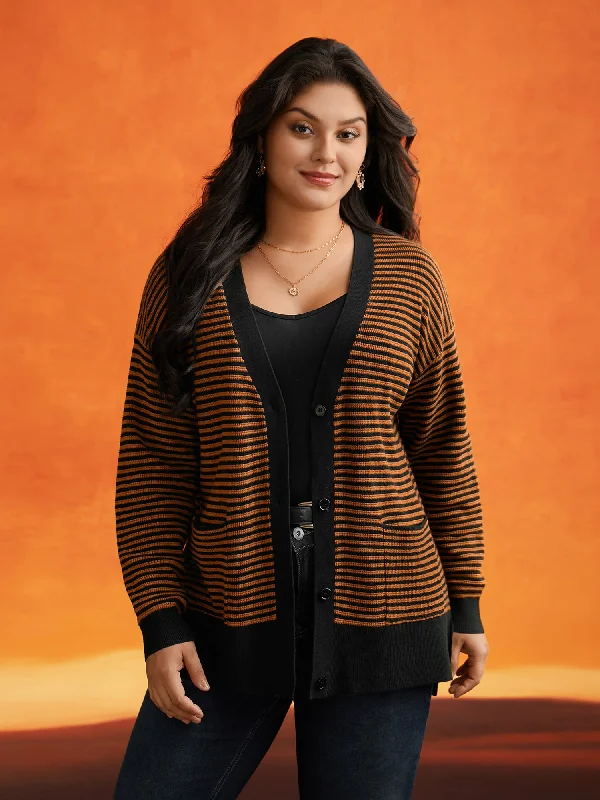 organic cotton women cardigan for an eco - friendly choiceHalloween Striped Ribbed Cardigan organic cotton women cardigan for an eco - friendly choiceHalloween Striped Ribbed Cardigan