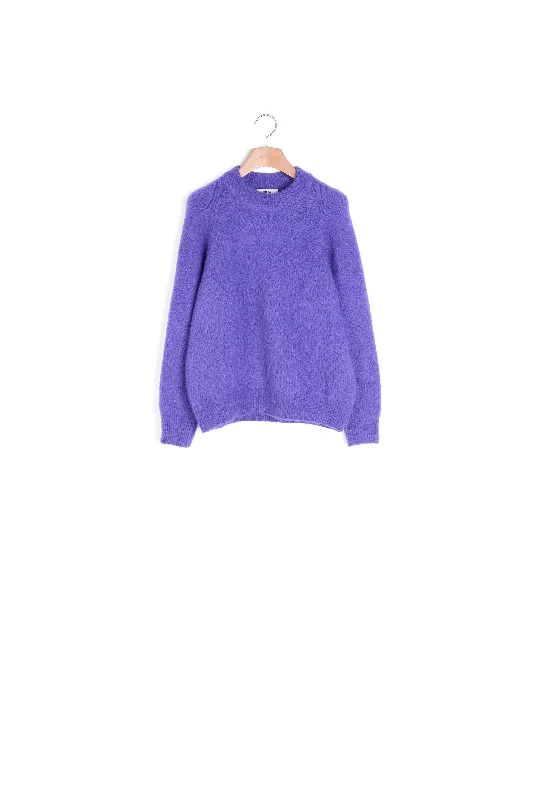 floral print women cardigan for a feminine touchPull en mohair à col rond