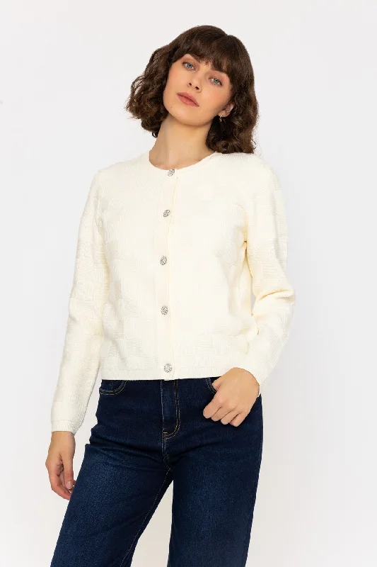 cropped women cardigan to pair with high - waisted jeansIvory Basket Stitch Knit Cardigan cropped women cardigan to pair with high - waisted jeansIvory Basket Stitch Knit Cardigan