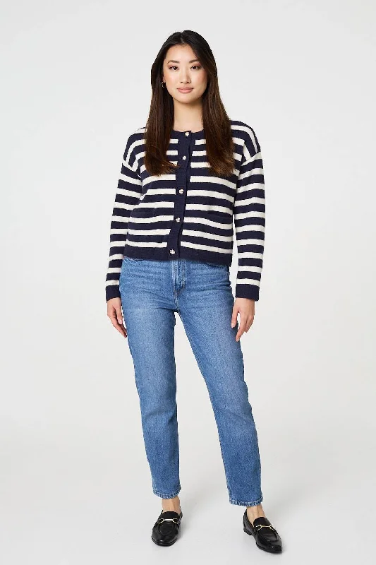 cropped women cardigan to pair with high - waisted jeansStriped Button Detail Cropped Cardigan cropped women cardigan to pair with high - waisted jeansStriped Button Detail Cropped Cardigan