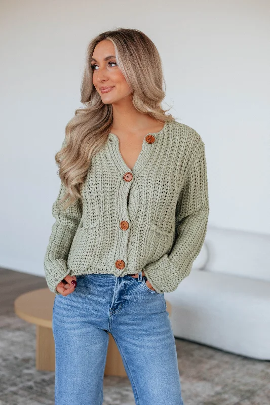 open front women cardigan for easy stylingKeiser Knit Cardigan - Sage