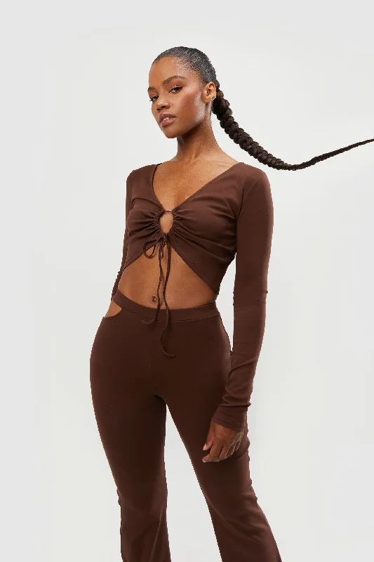 v neck women cardigan to elongate the necklineOPEN FRONT TOP WITH TIES