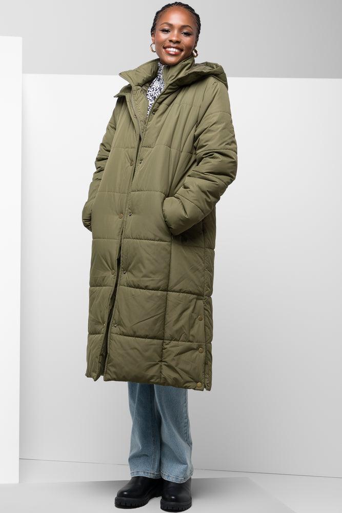 Long Line Puffer Jacket Green