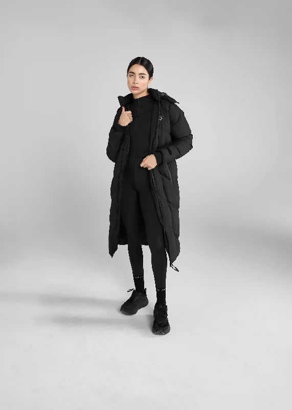 Oversized women's wool coats in a monochromatic look for a trendy outfitBlack Long Riding Puffer Oversized women's wool coats in a monochromatic look for a trendy outfitBlack Long Riding Puffer