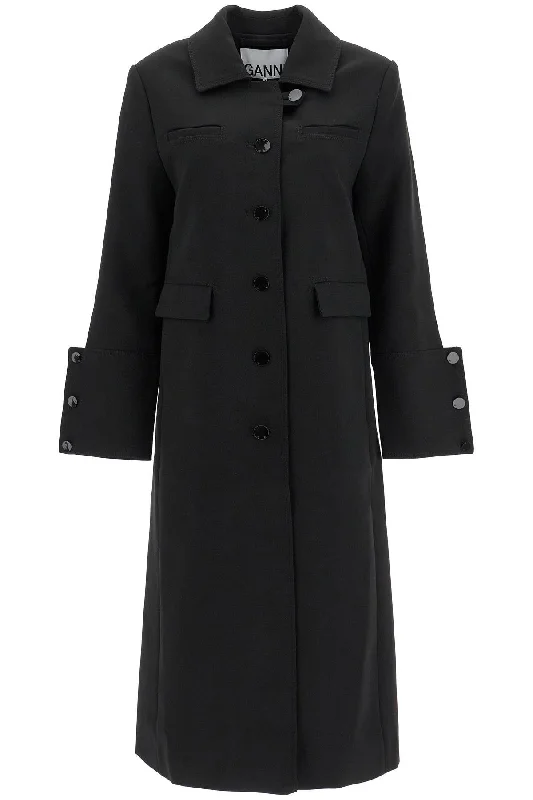 Women's cropped leather coats with silver studs for an edgy looklong single-breasted coat F9606 BLACK Women's cropped leather coats with silver studs for an edgy looklong single-breasted coat F9606 BLACK