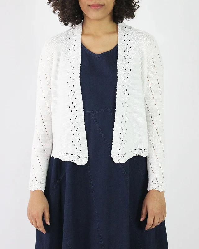 Mercerized Pima Cotton Eyelet Cardigan