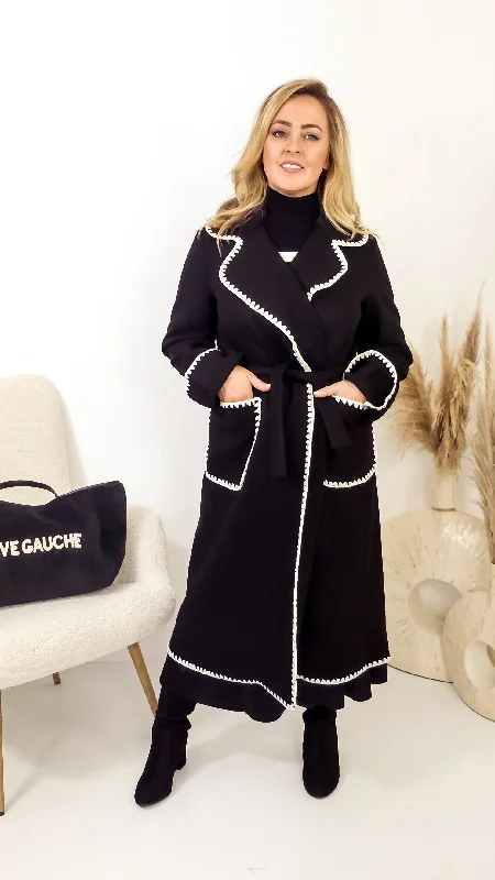 Plus size women's wool blend coats for a warm and stylish winterMonica Black Coat