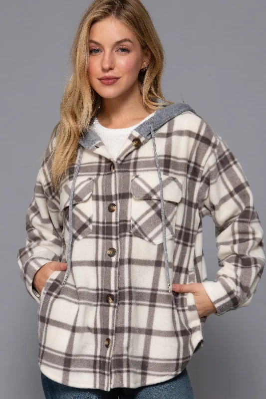 Shearling - lined women's leather coats for ultimate warmth and luxuryPlaid Print Hoodie Fleece Jacket Shearling - lined women's leather coats for ultimate warmth and luxuryPlaid Print Hoodie Fleece Jacket