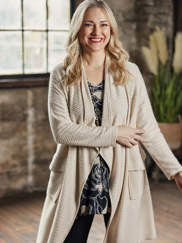 open front women cardigan for easy stylingCable Long Cardigan