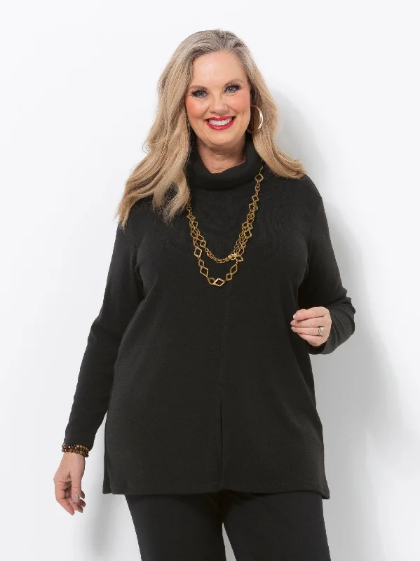 v neck women cardigan to elongate the necklineAmaretto Cowl Top With Split