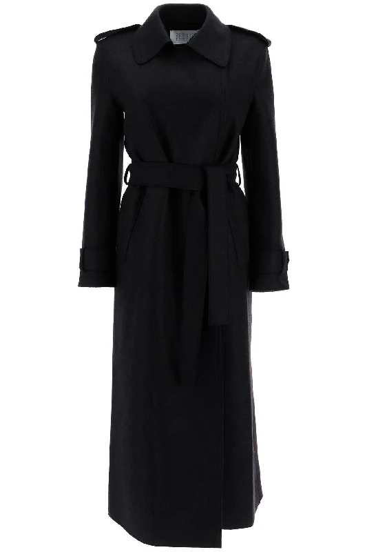 Belted women's cashmere coats in soft pastels for a luxurious feelpressed wool robe coat with nine words A1343MLK BLACK Belted women's cashmere coats in soft pastels for a luxurious feelpressed wool robe coat with nine words A1343MLK BLACK