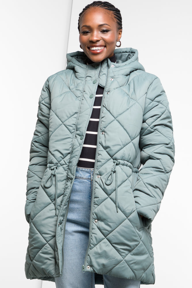 Oversized women's wool coats in a monochromatic look for a trendy outfitQuilted Puffer Coat With Cord At Waist Sage Oversized women's wool coats in a monochromatic look for a trendy outfitQuilted Puffer Coat With Cord At Waist Sage