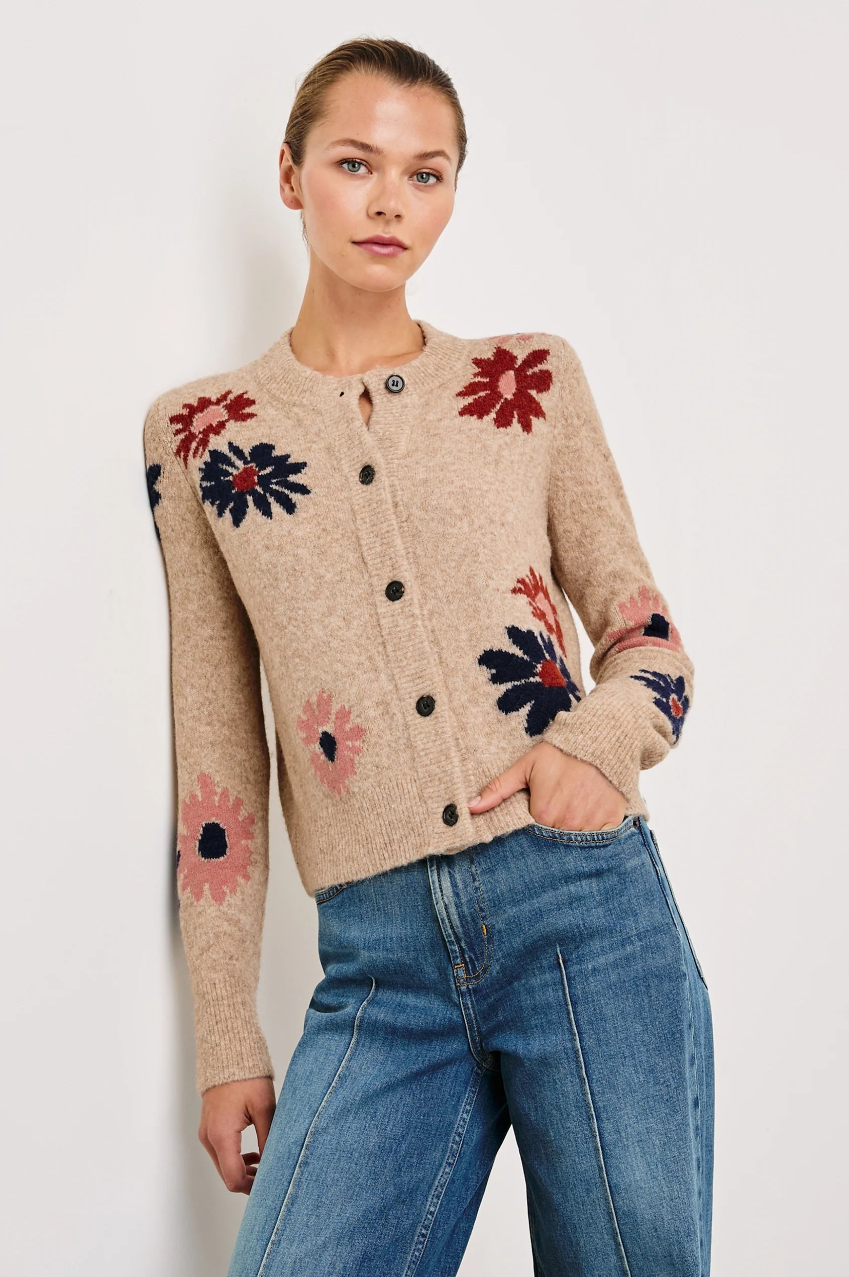 long length women cardigan with side slitsRails - Millie