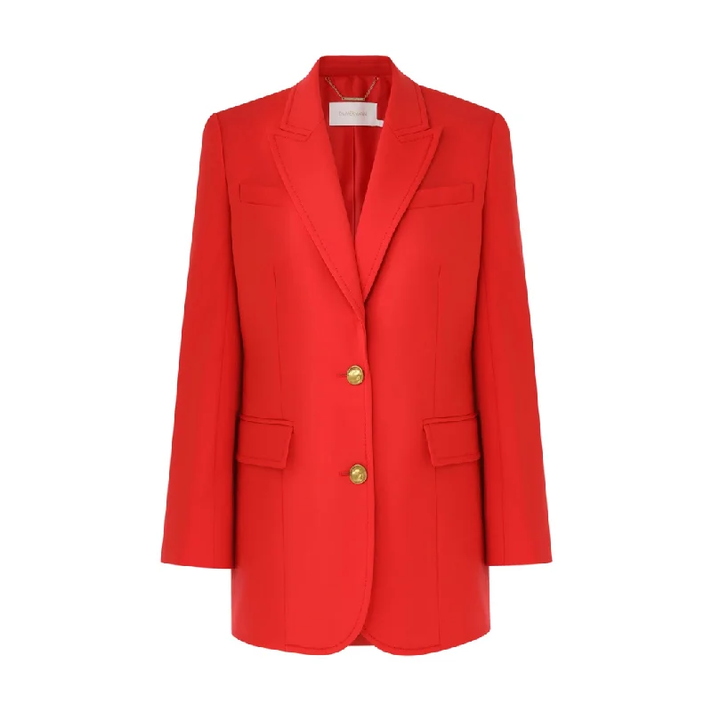 Women's cropped leather coats with silver studs for an edgy lookRed Crush Jacket