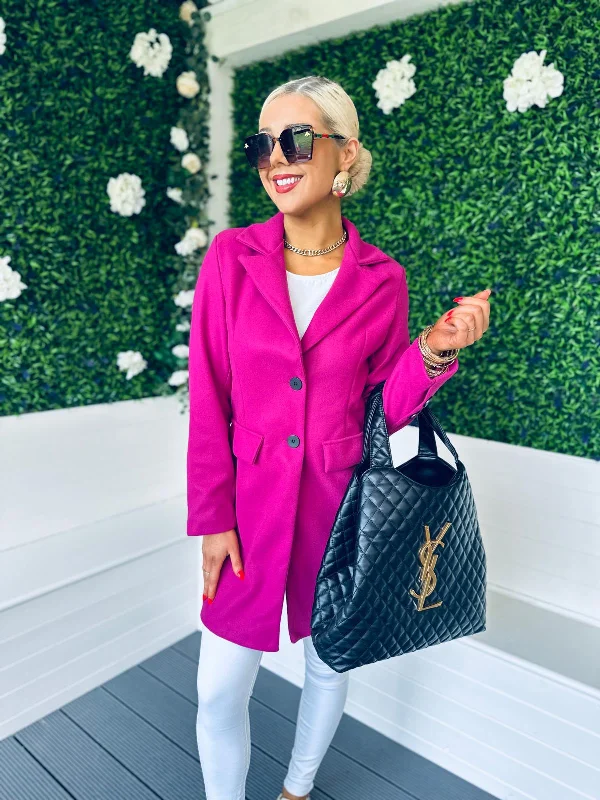 Women's reversible down coats with two - tone designs for versatile stylingRuth Button Detail Coat Berry Women's reversible down coats with two - tone designs for versatile stylingRuth Button Detail Coat Berry