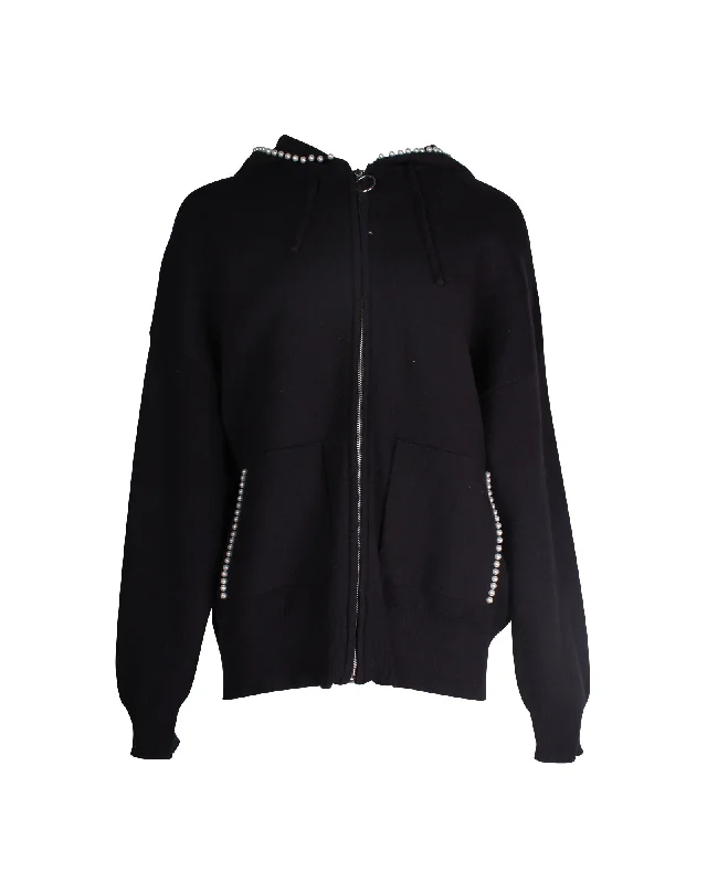 Quilted down women's coats with removable hoods for outdoor activitiesSandro Paris Pearl Embellished Hoodie in Navy Blue Viscose Quilted down women's coats with removable hoods for outdoor activitiesSandro Paris Pearl Embellished Hoodie in Navy Blue Viscose