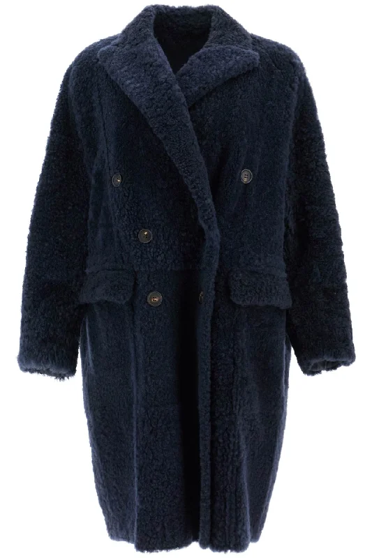 Plus size women's wool blend coats for a warm and stylish wintershearling frosty effect coat MPBRG9871 BLU FREDDO Plus size women's wool blend coats for a warm and stylish wintershearling frosty effect coat MPBRG9871 BLU FREDDO