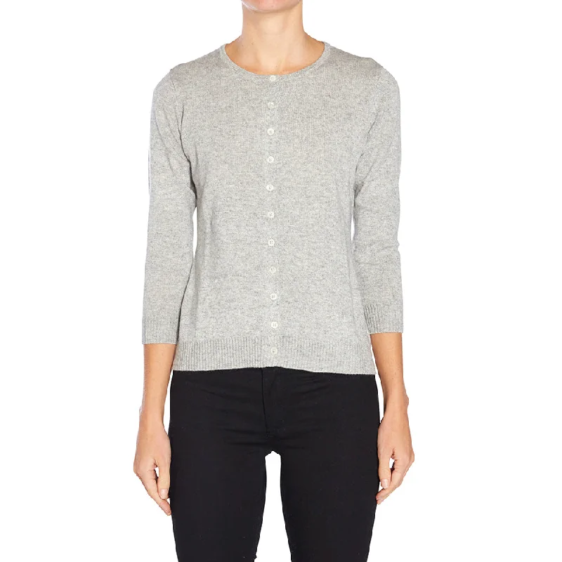 color block women cardigan with bold huesSilk + Cashmere Victoria Cardigan in Pale Grey Marle color block women cardigan with bold huesSilk + Cashmere Victoria Cardigan in Pale Grey Marle