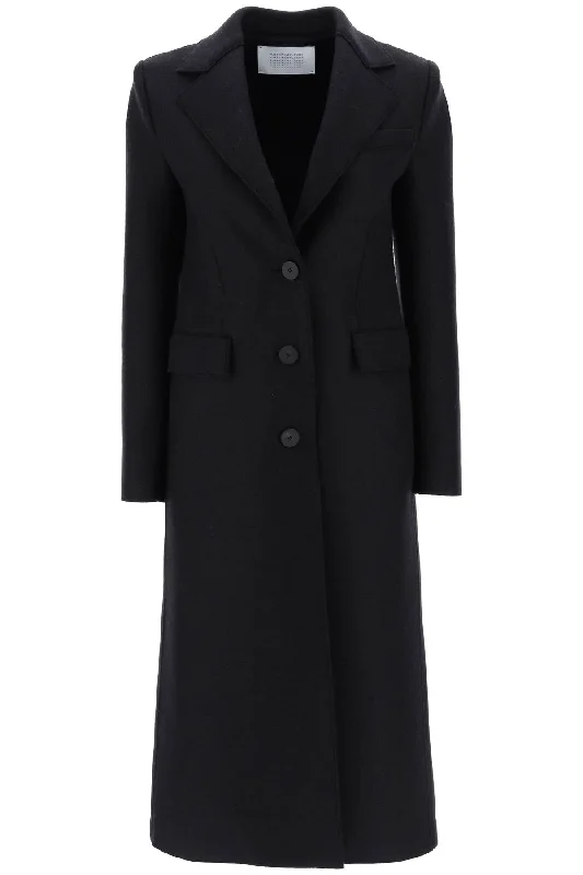Women's pea coats with brass buttons for a nautical - inspired stylesingle-breasted coat in pressed wool A1601MLK BLACK Women's pea coats with brass buttons for a nautical - inspired stylesingle-breasted coat in pressed wool A1601MLK BLACK