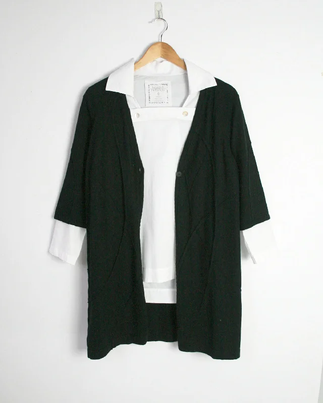 Spider Web Pima Cotton One-Button Cardigan