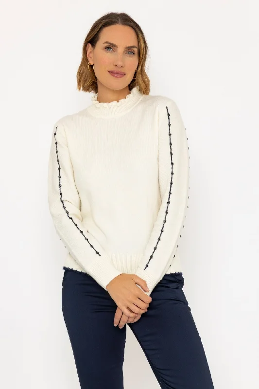 oversized women cardigan for a trendy and cozy lookStitch Detail Knit in White