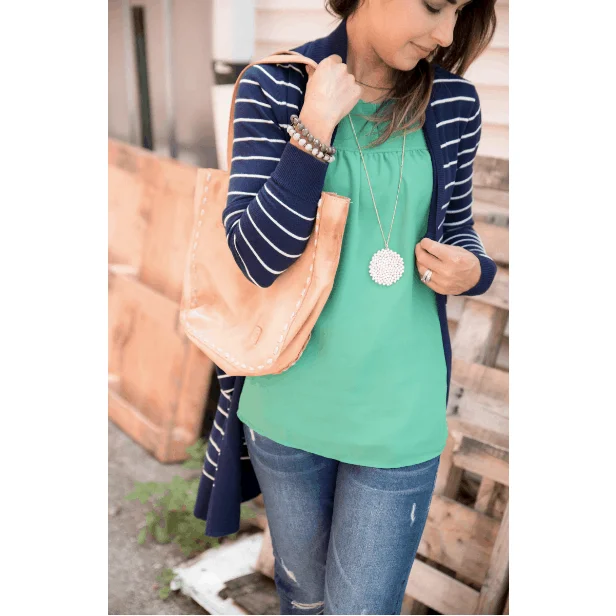 floral print women cardigan for a feminine touchStriped Teacher's Cardigan