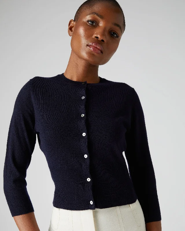 floral print women cardigan for a feminine touchWomen's Darcie Superfine Cashmere Cropped Cardigan Navy Blue floral print women cardigan for a feminine touchWomen's Darcie Superfine Cashmere Cropped Cardigan Navy Blue