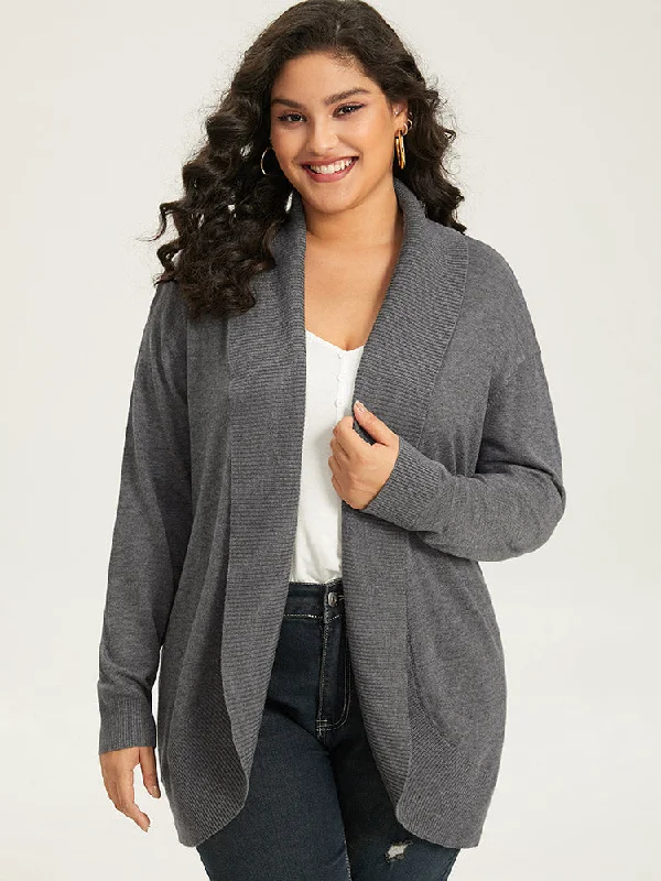 Supersoft Essentials Plain Texture Arc Hem Cardigan