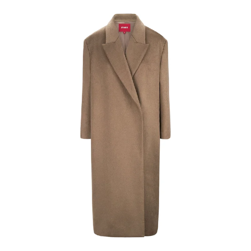 Embroidered women's cotton coats in a bohemian pattern for a unique designTaupe Serge Coat Embroidered women's cotton coats in a bohemian pattern for a unique designTaupe Serge Coat